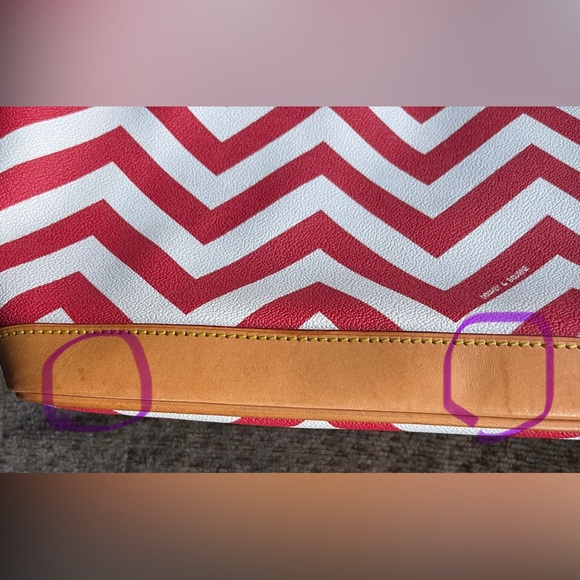 Dooney & Bourke Red Chevron Tote Bag - Picture 16 of 16